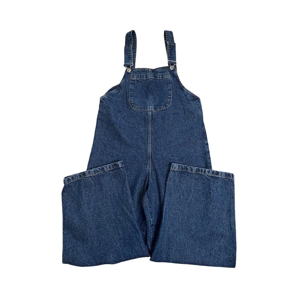 Zara Denim Overalls Women M Blue Wide Leg Cotton Workwear